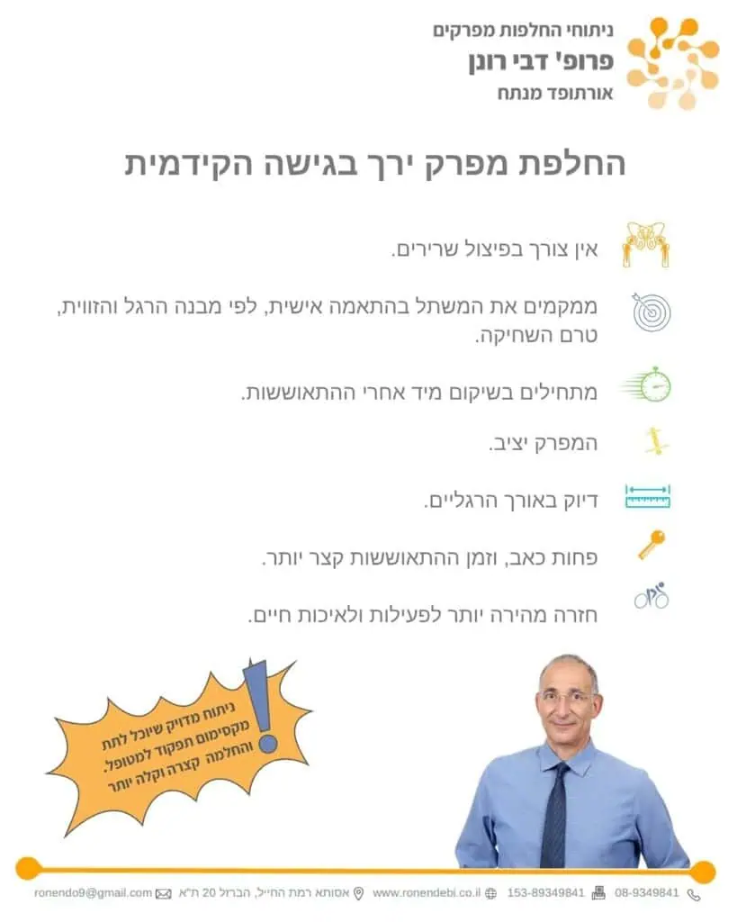 יתרונות ניתוח החלפת מפרק ירך בגישה קדמית - פרופ' רונן דבי